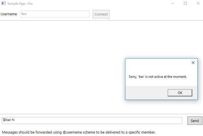 An error message showing that the recipient is offline