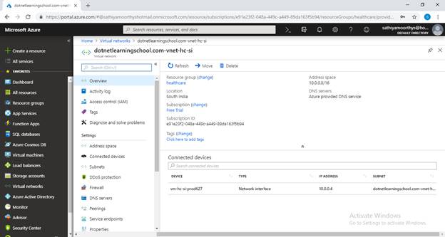 Virtual Network Peering In Azure Portal