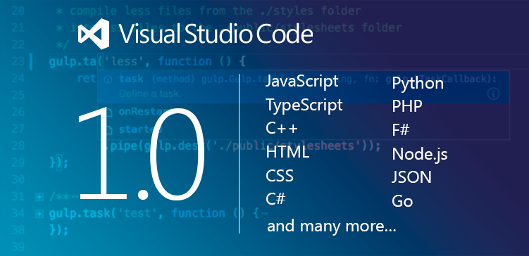 Visual Studio Code is at version 1