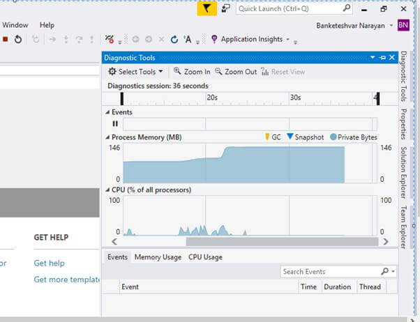 diagnostic tools visual studio osx