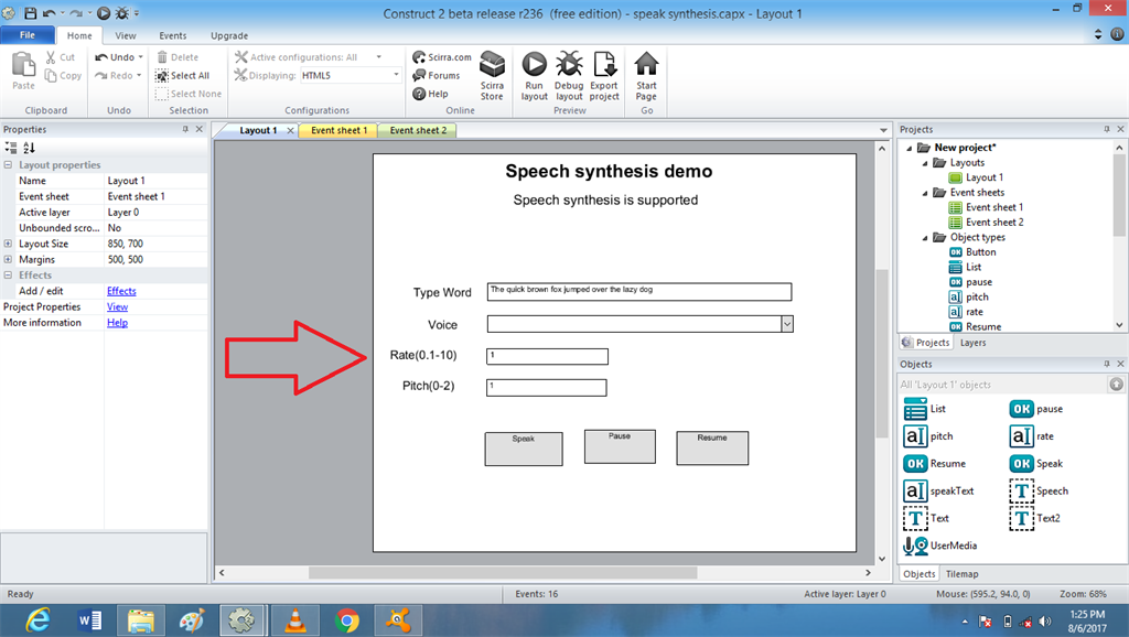 Voice Recognization Using Speech Synthesis In Game Construct 2