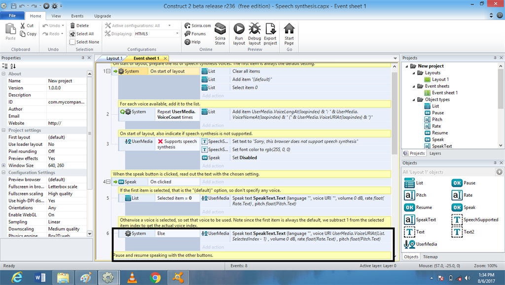 Voice Recognization Using Speech Synthesis In Game Construct 2