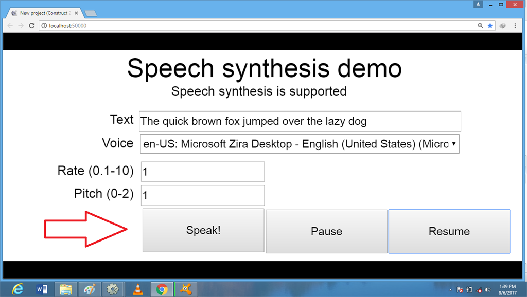 Voice Recognization Using Speech Synthesis In Game Construct 2