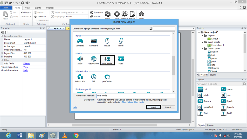 Voice Recognization Using Speech Synthesis In Game Construct 2