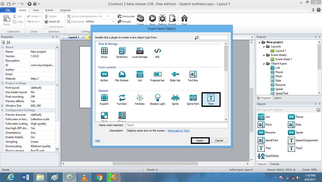 Voice Recognization Using Speech Synthesis In Game Construct 2