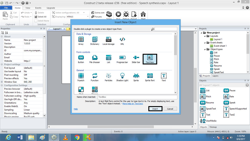 Voice Recognization Using Speech Synthesis In Game Construct 2