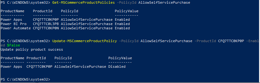 Way To Block Power Platform Self Service Purchase Feature