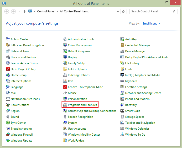 Programs and Features