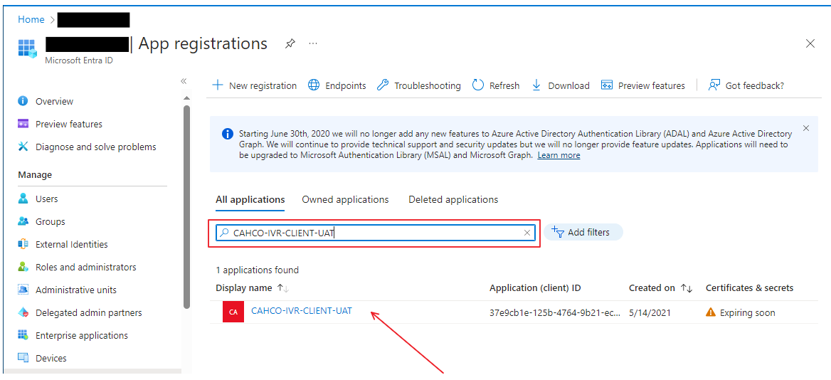 Web API in Azure (2), Set a Client Credential Secret