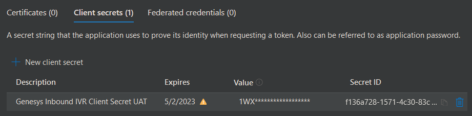 Web API in Azure (2), Set a Client Credential Secret