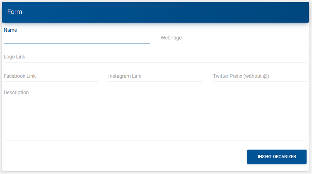 Registration Form - Organizers