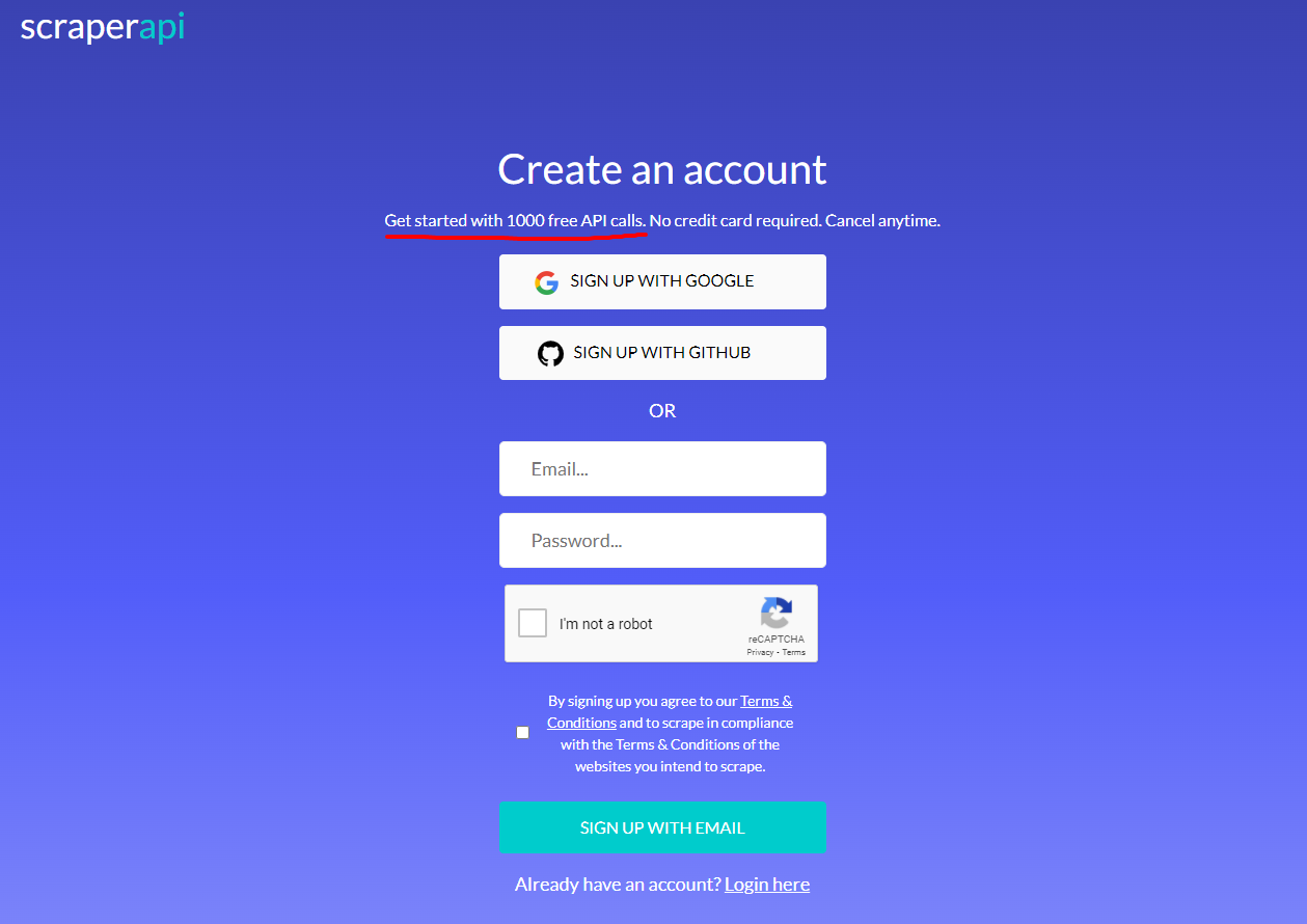 ScraperAPI-SignUp