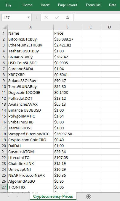 Cryptocurrency-Prices