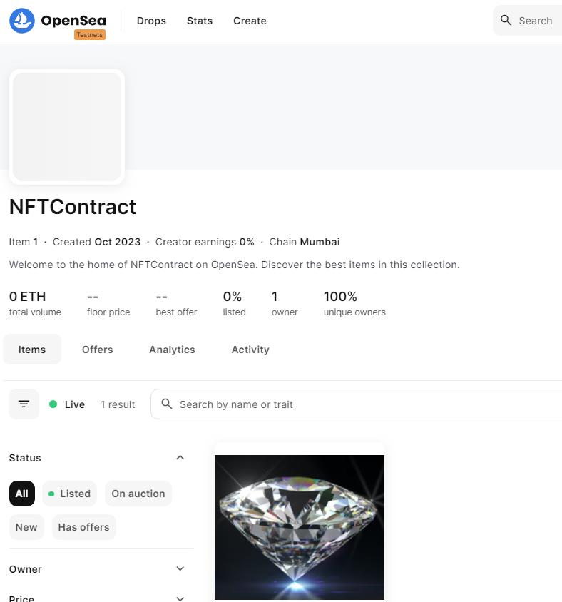 NFT Contract on Opensea