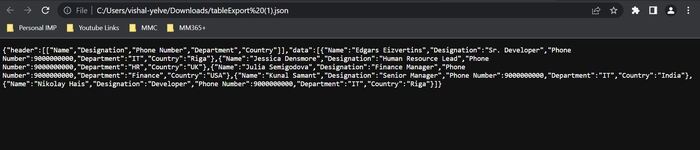 Export to JSON