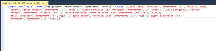 Export to SQL
