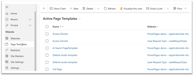 Active page template