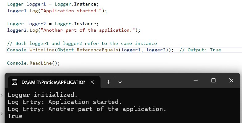What is Singleton Design Pattern With Real Time Example in C#