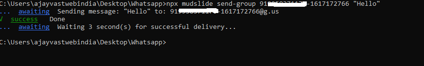 WhatsApp Message Using CommandLine