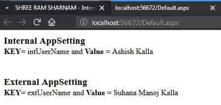 Work With External AppSetting Of Web.Config