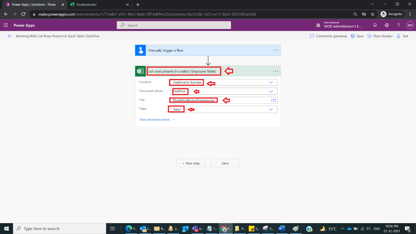 Working With List Rows Present in Excel Table OneDrive in Power Automate Figure 4