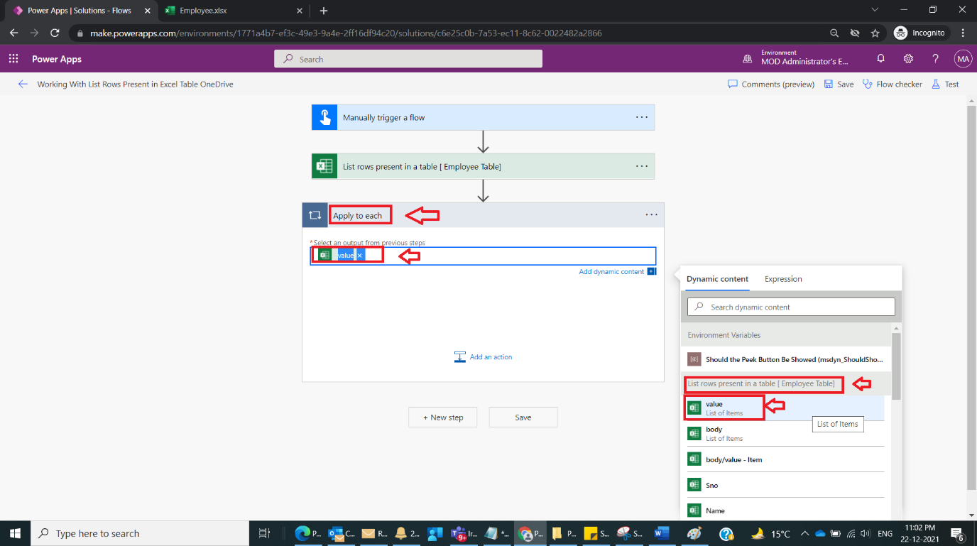 Working With List Rows Present In Excel Table OneDrive In Power Automate