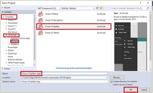Working With Onsen UI Splitter Apps In Visual Studio 2015