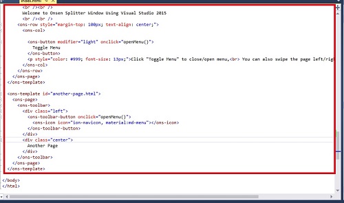 Creating the template page
