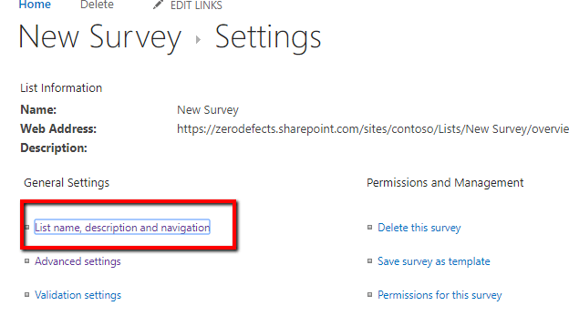 Working with Survey List in SharePoint