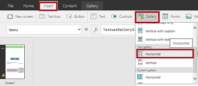 Text Gallery control