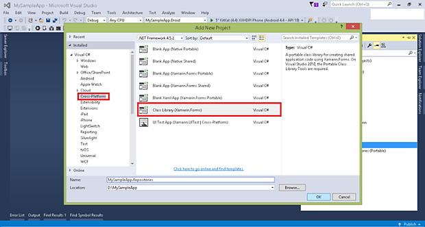 Select Blank App (Xamarin.Forms.Portable)
