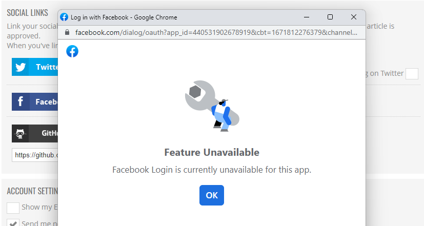 Facebook Link Not Working Anymore?